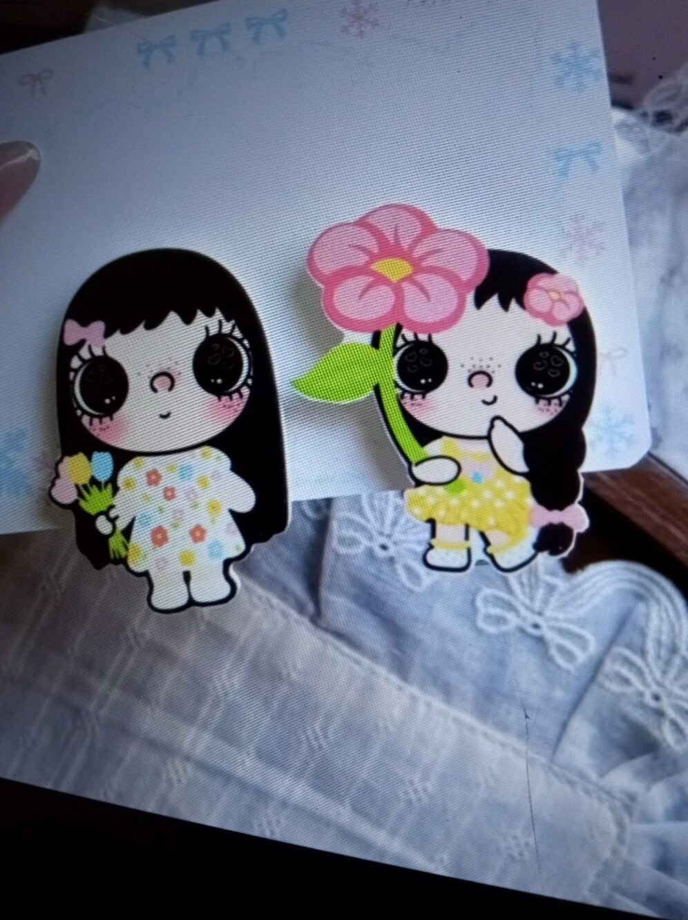 Cute Black & Pink Cartoon Girl Kids Hair Clips Set